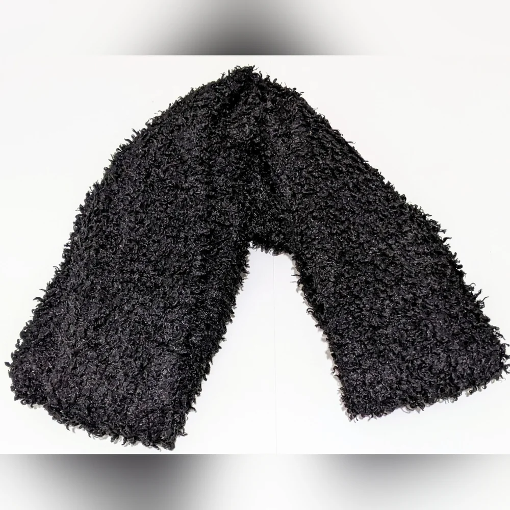 Black curly Sherpa teddy poodle winter circle versatile comfy warm Terry scarf